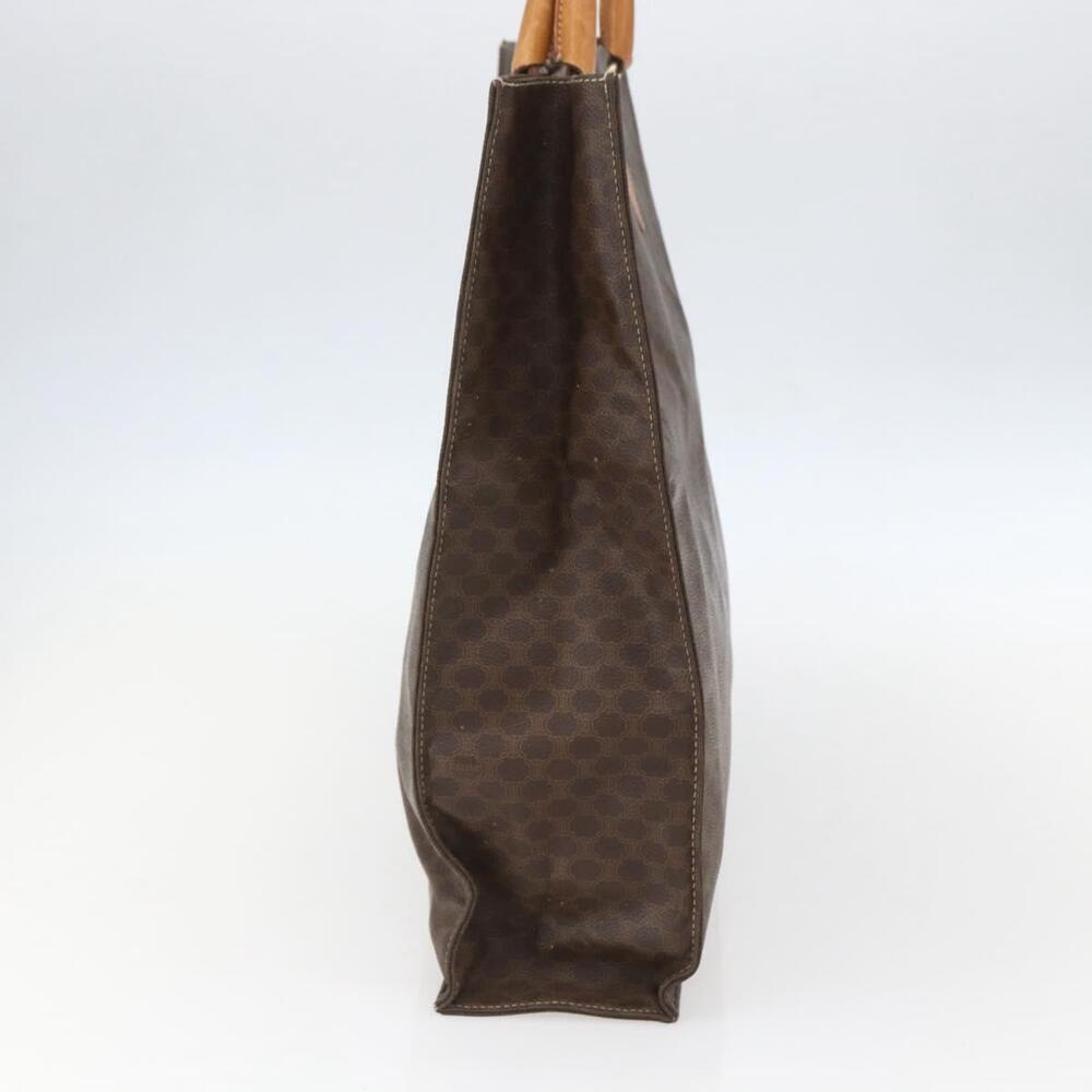 CELINE Macadam Canvas Hand Bag PVC Leather Brown Gold Auth gh1448 - Picture 3 of 16